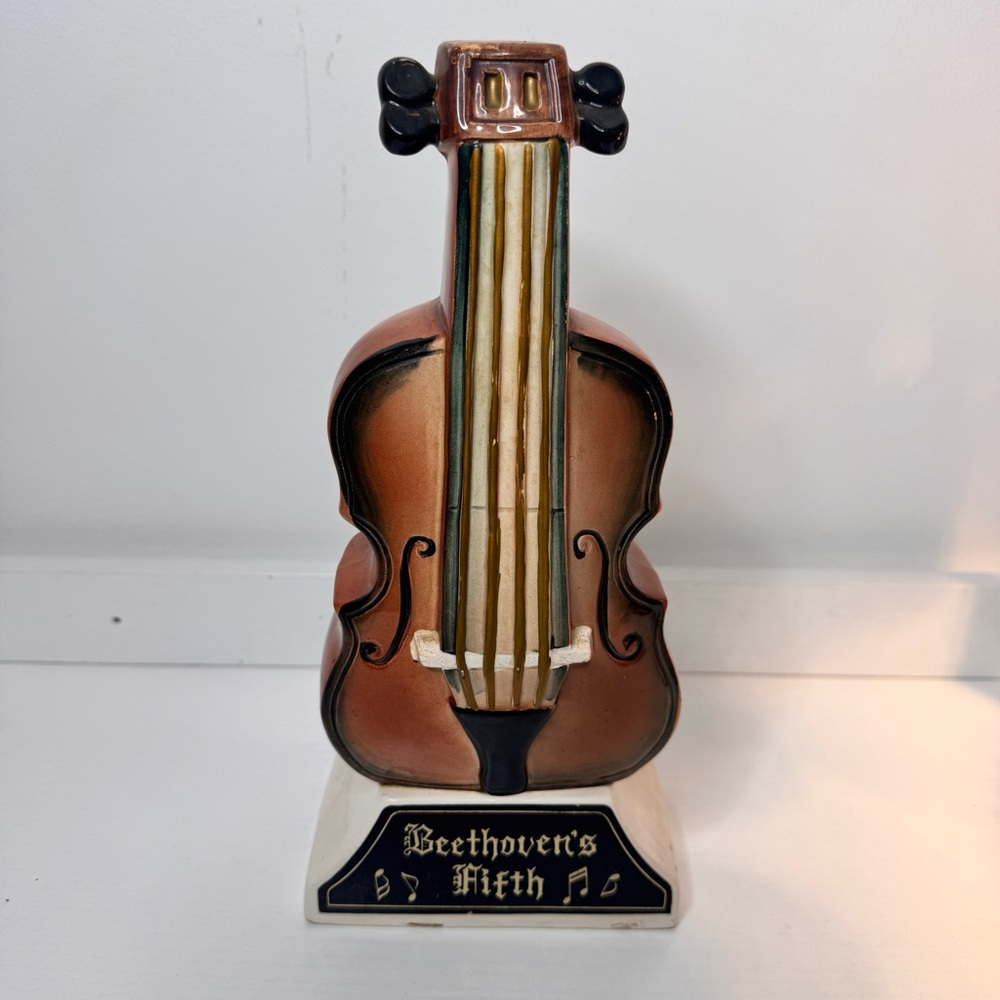Vintage Beethovens Fifth Collectors Liquor Decanter Music Box (Plays!) Violin